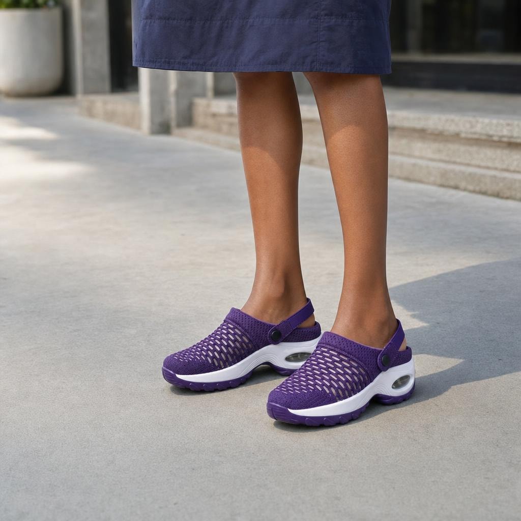 Women's Breathable Mesh Shoes in Purple, front view