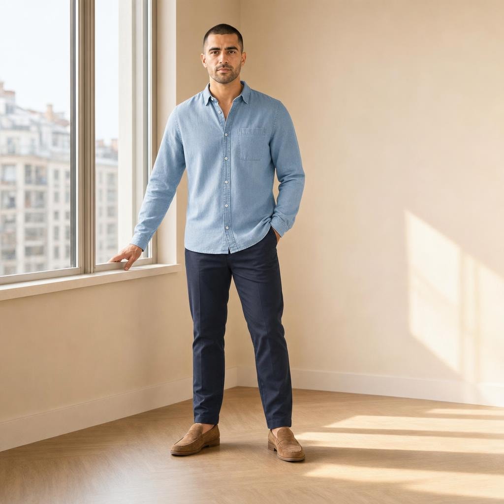 Men's Casual Full Sleeve Shirt in Sky Blue, front view