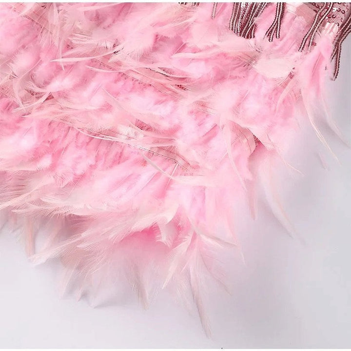 Molly Bold Sequin Fringe Feather Mini Dress 1