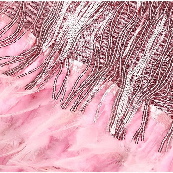 Molly Bold Sequin Fringe Feather Mini Dress 2