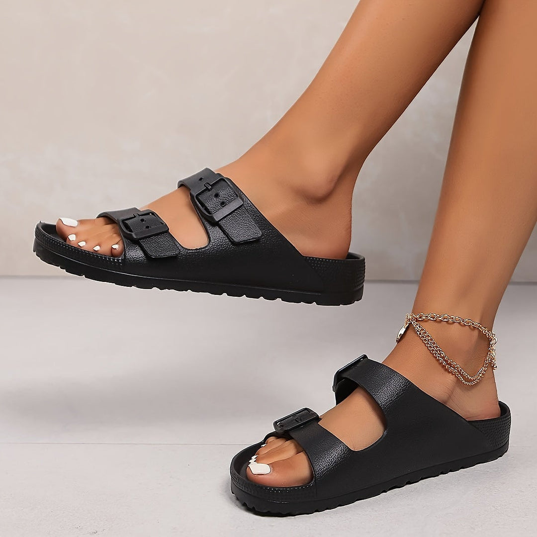 Nadia Relaxed Double Buckle Slip On Sandals 3