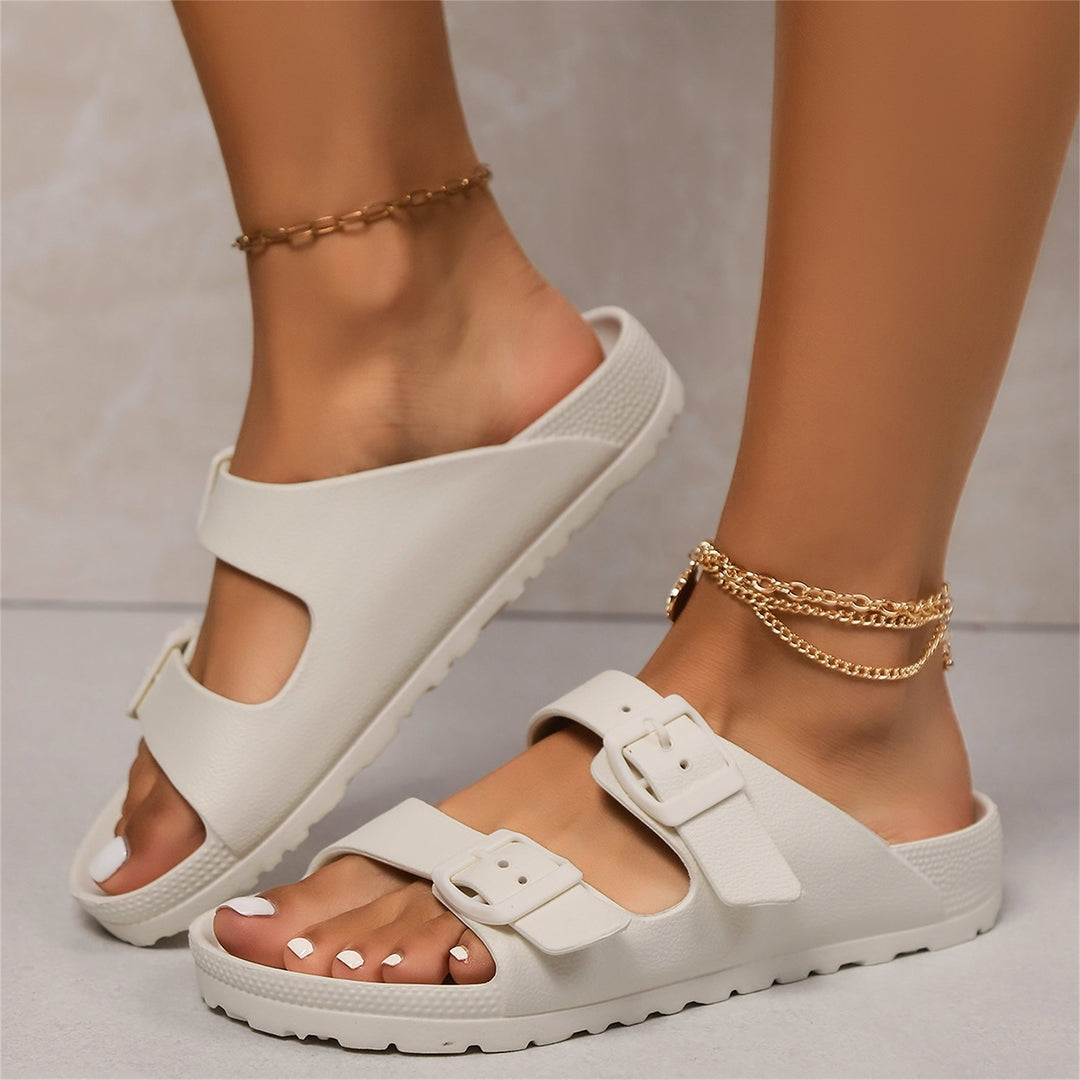 Nadia Relaxed Double Buckle Slip On Sandals 4