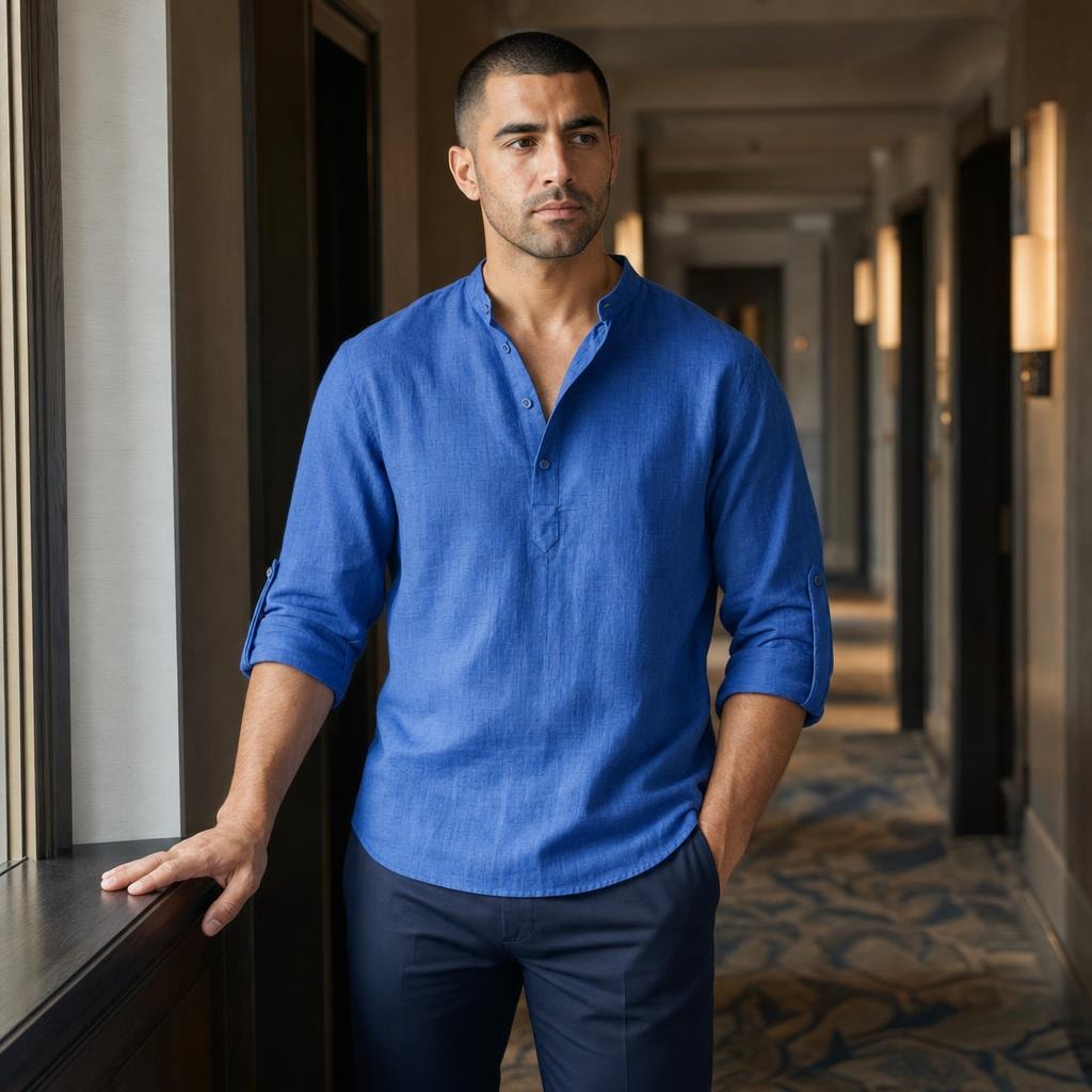 Men's Soft Cotton Short Sleeve Shirt in ROYAL BLUE, front view