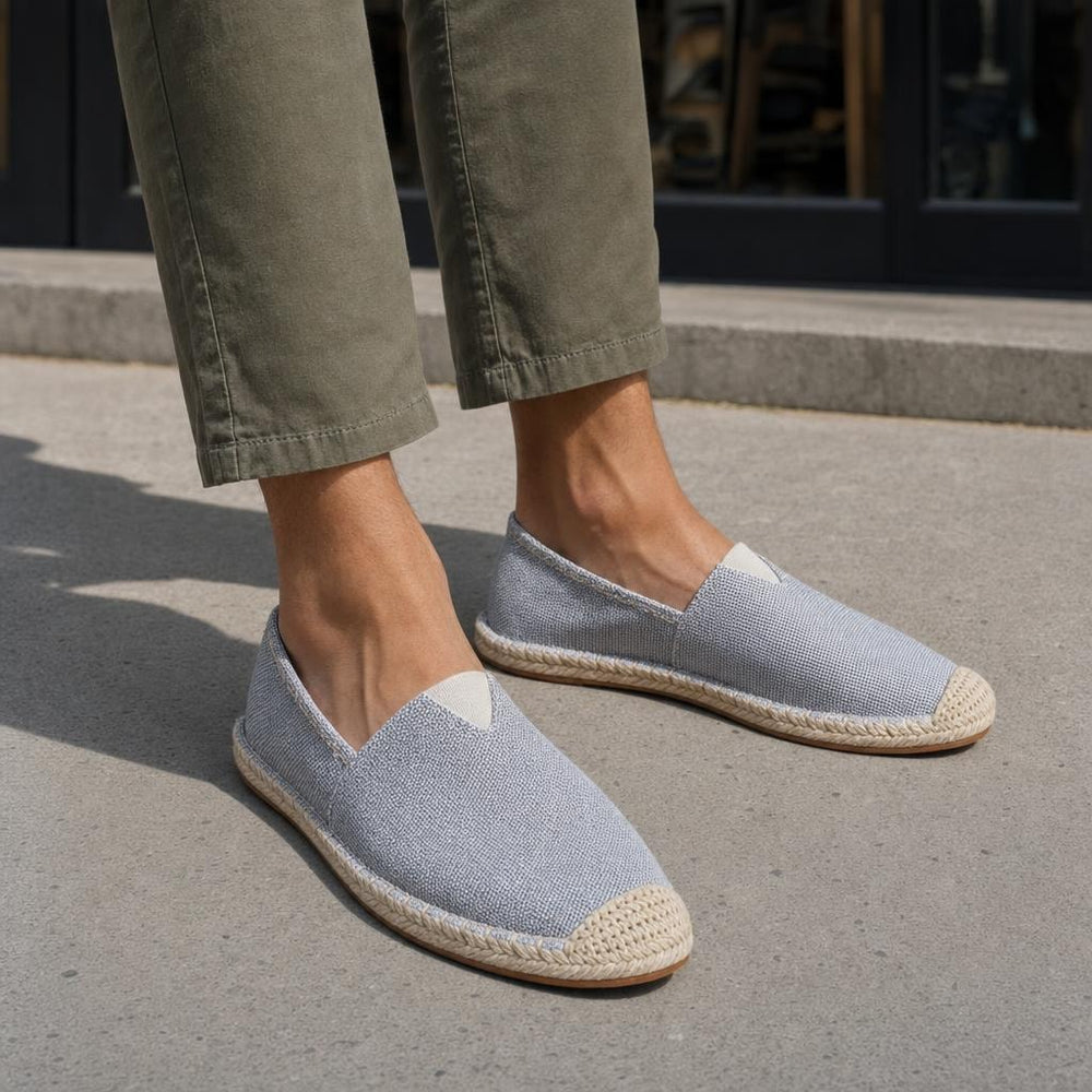 Men's Summer Espadrille Shoes in Grey, front view