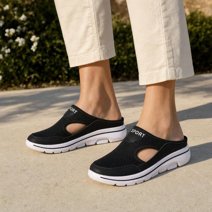 Men's Mesh Slip On Shoes in Black, front view