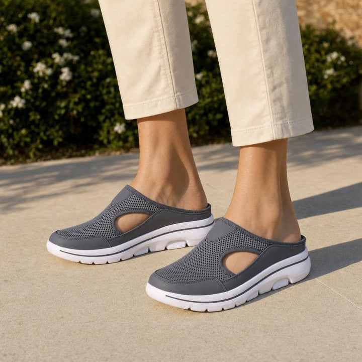 Men's Mesh Slip On Shoes in Grey, front view