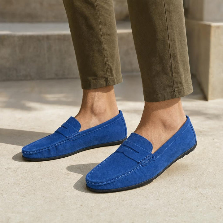 Men's Comfort Loafer Shoes in Blue, front view