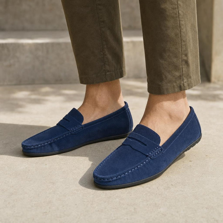 Men's Comfort Loafer Shoes in Navy, front view
