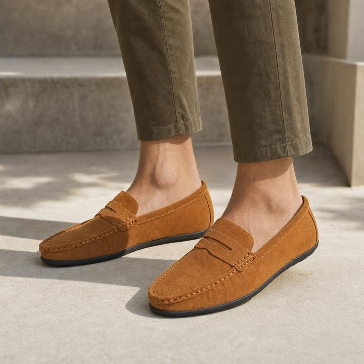 Men's Comfort Loafer Shoes in Tan, front view
