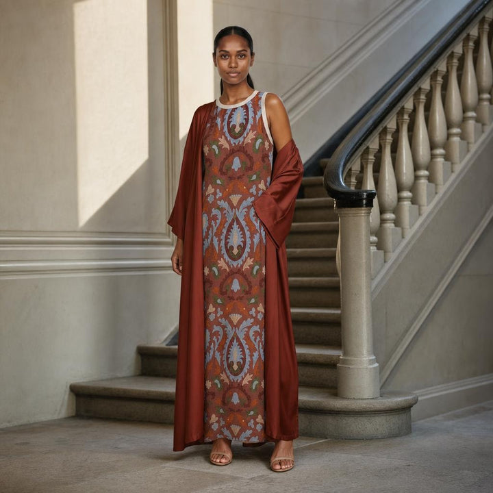 Women's Set Maxi Dress in Brown, front view