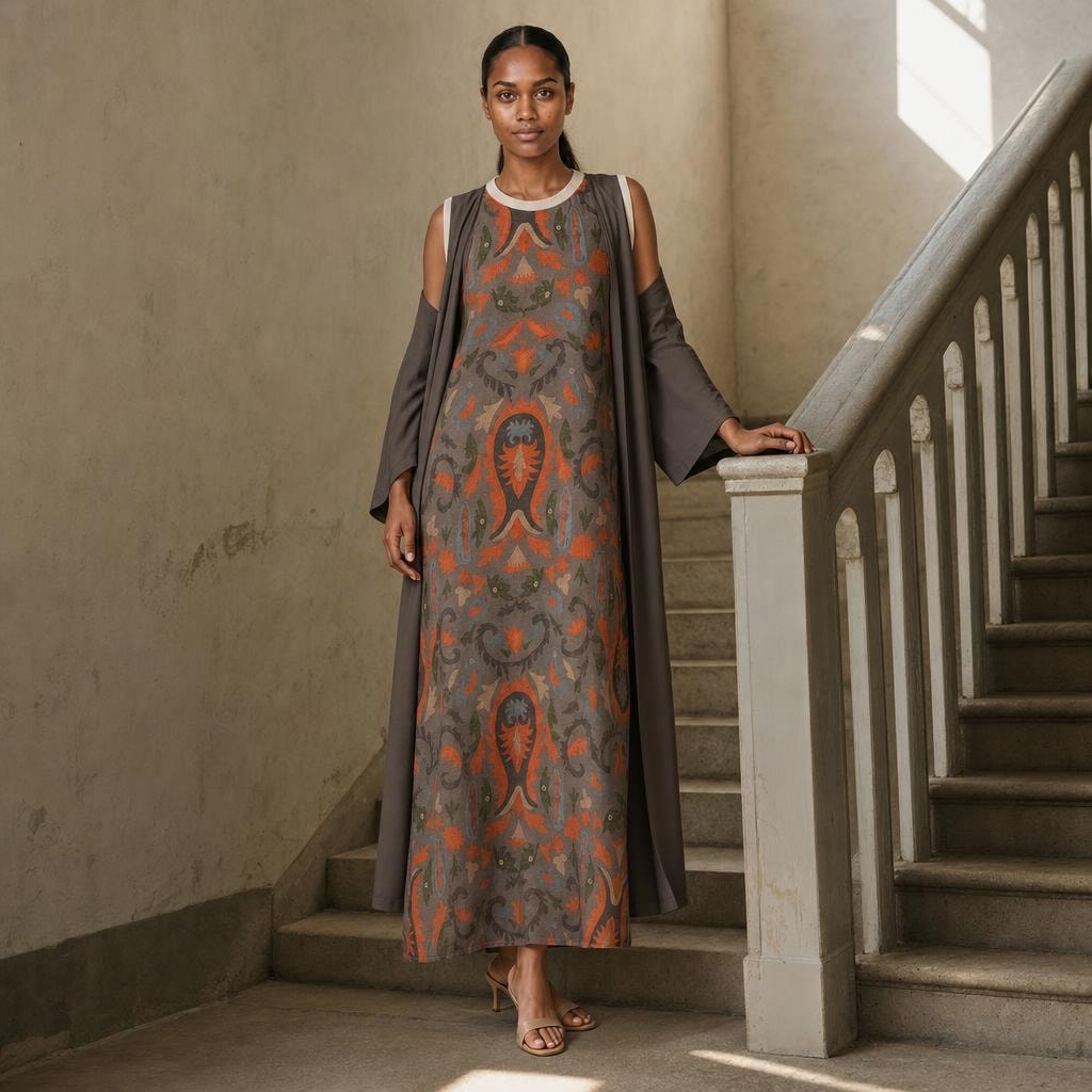 Women's Set Maxi Dress in Grey, front view