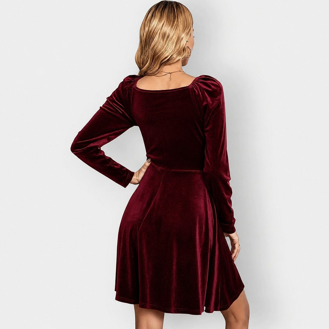 Piper Bold Velvet V Neck Skater Dress 1