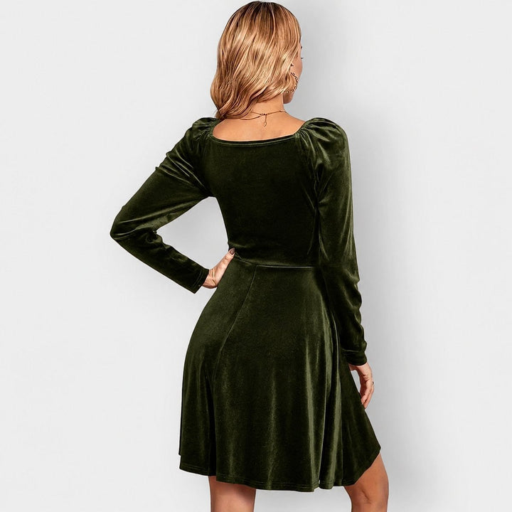 Piper Bold Velvet V Neck Skater Dress 3
