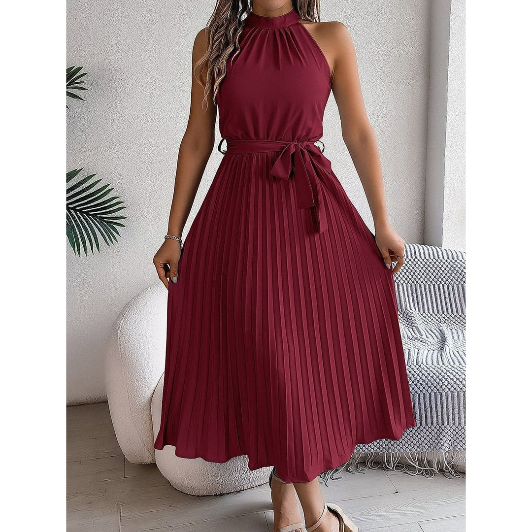 Remi Effortless Pleated Halter Neck Maxi Dress 1