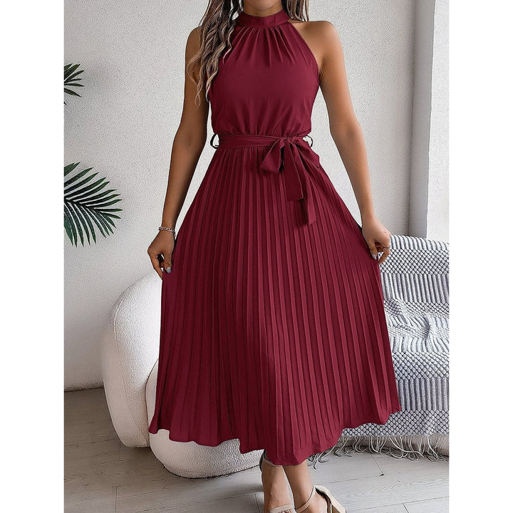 Remi Effortless Pleated Halter Neck Maxi Dress 1