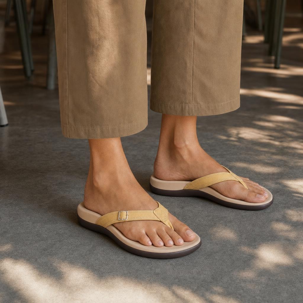 Women's Buckle Strap Slip On Sandals in Yellow, front view