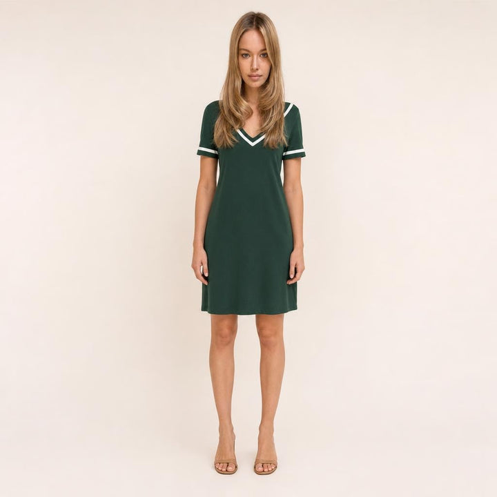 Women's Shift Dress in Green, front view