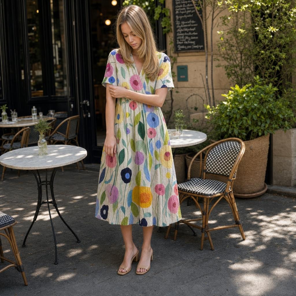 Women's Floral Print Midi Dress in Multicoloured floral, front view