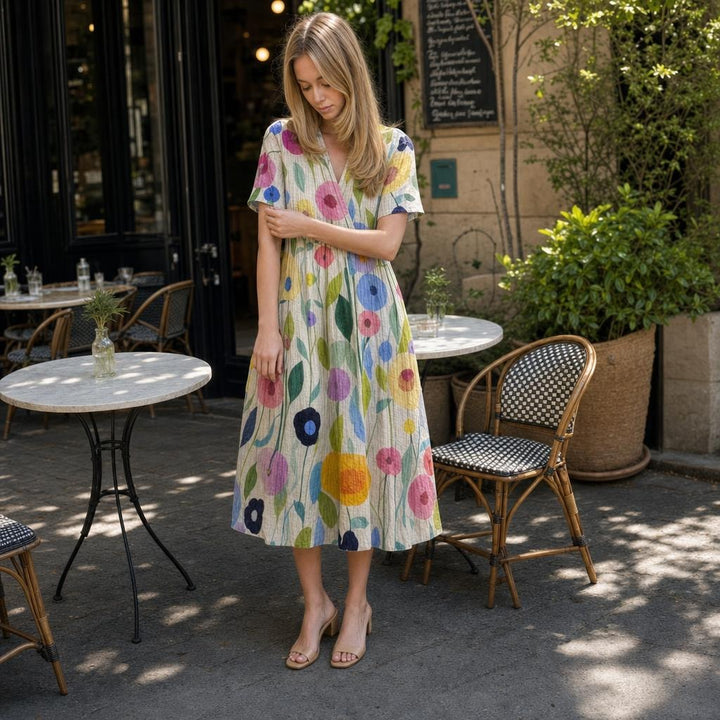 Women's Floral Print Midi Dress in Multicoloured floral, front view
