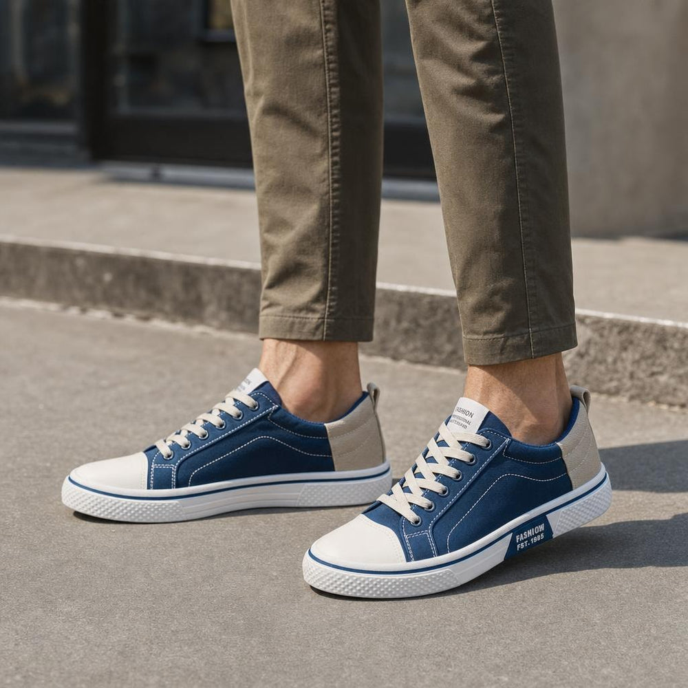 Men's Lace Up Canvas Shoes in Blue, front view