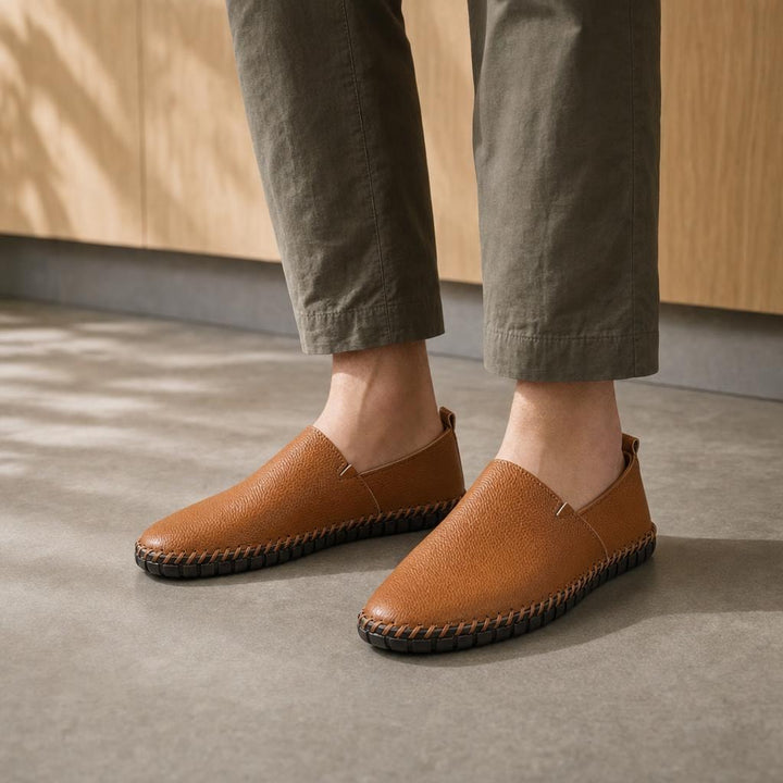 Men's Casual Slip On Loafer Shoes in Caramel, front view