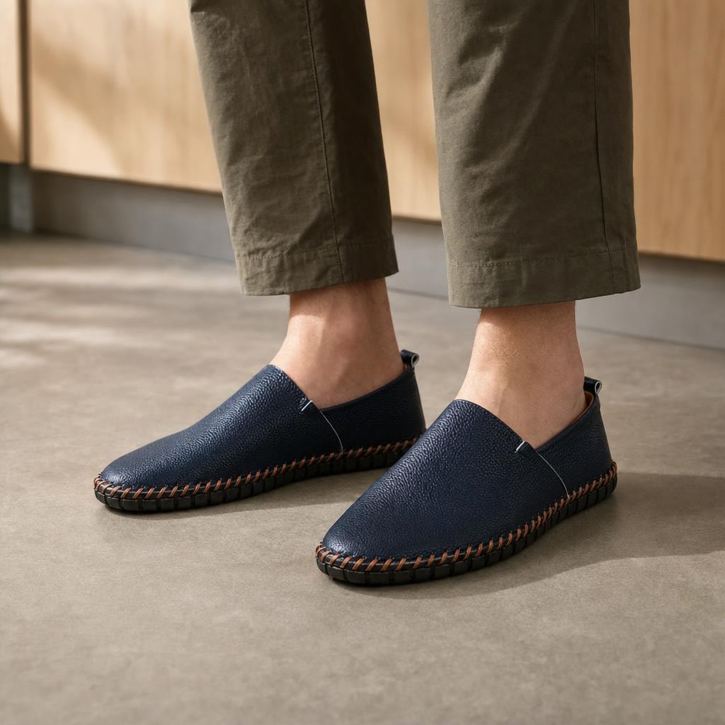 Men's Casual Slip On Loafer Shoes in Navy, front view