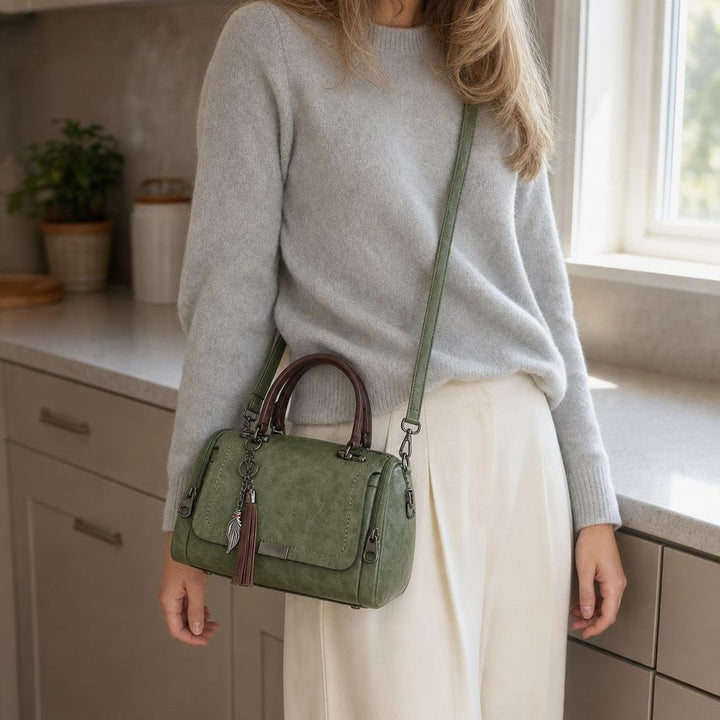 Women's Retro Small Handbag in Green, front view