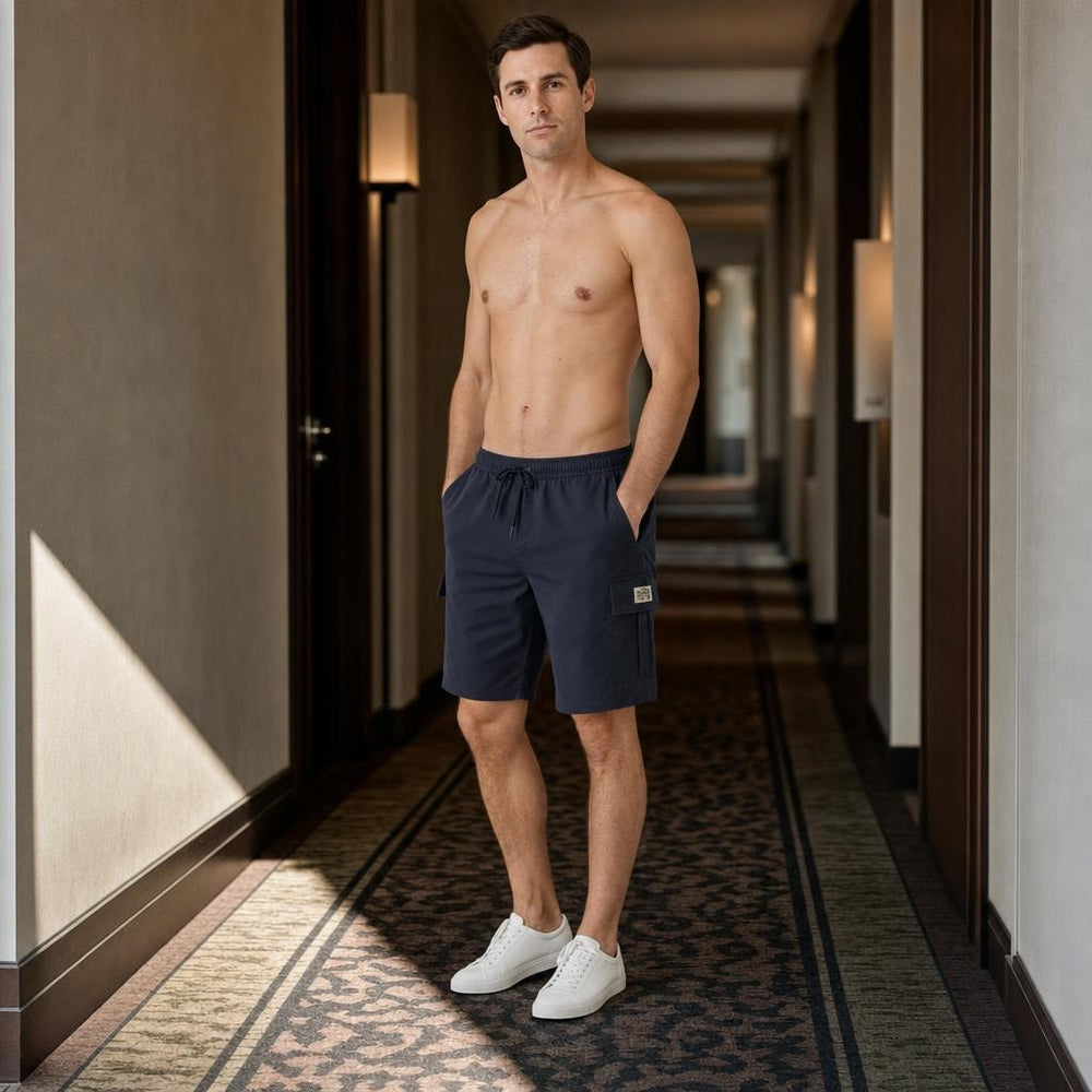 Men's Utility Cargo Shorts in Navy, front view