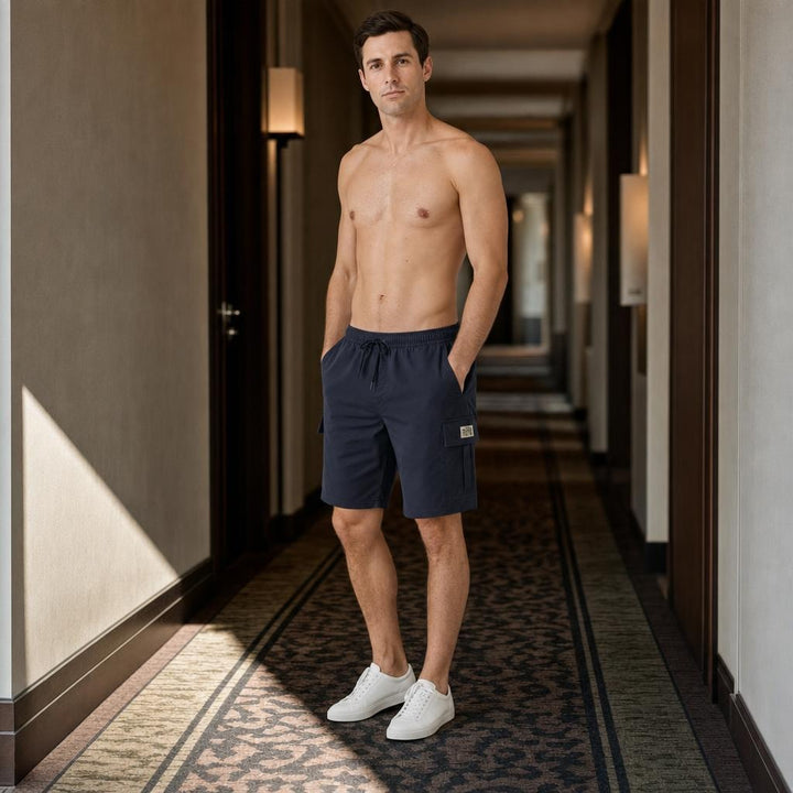 Men's Utility Cargo Shorts in Navy, front view